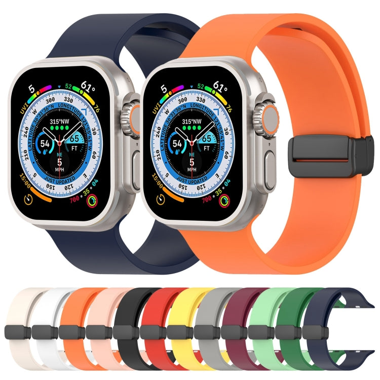 Magnetic Black Buckle Smooth Silicone Watch Band For Apple Watch Ultra 49mm(Dark Green) - free shipping - PMC TechLife - Order now!