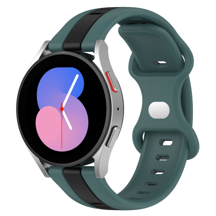 For Samsung Galaxy Watch5 40mm 20mm Butterfly Buckle Two-Color Silicone Watch Band(Green+Black) - free shipping - PMC TechLife - Order now!