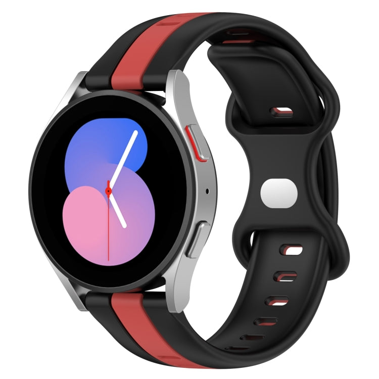 For Samsung Galaxy Watch5 40mm 20mm Butterfly Buckle Two-Color Silicone Watch Band(Black+Red) - free shipping - PMC TechLife - Order now!