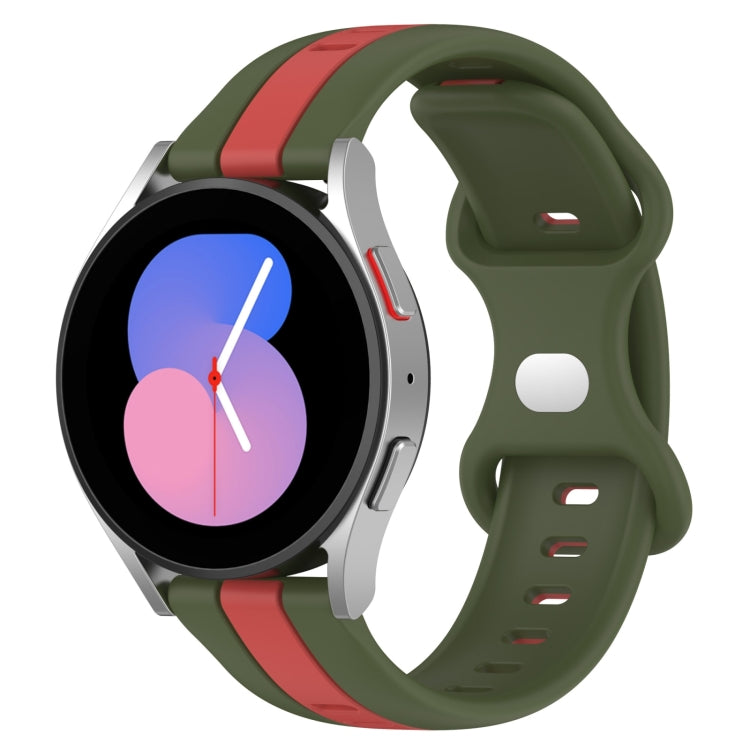 For Samsung Galaxy Watch5 40mm 20mm Butterfly Buckle Two-Color Silicone Watch Band(Red+Army Green) - free shipping - PMC TechLife - Order now!