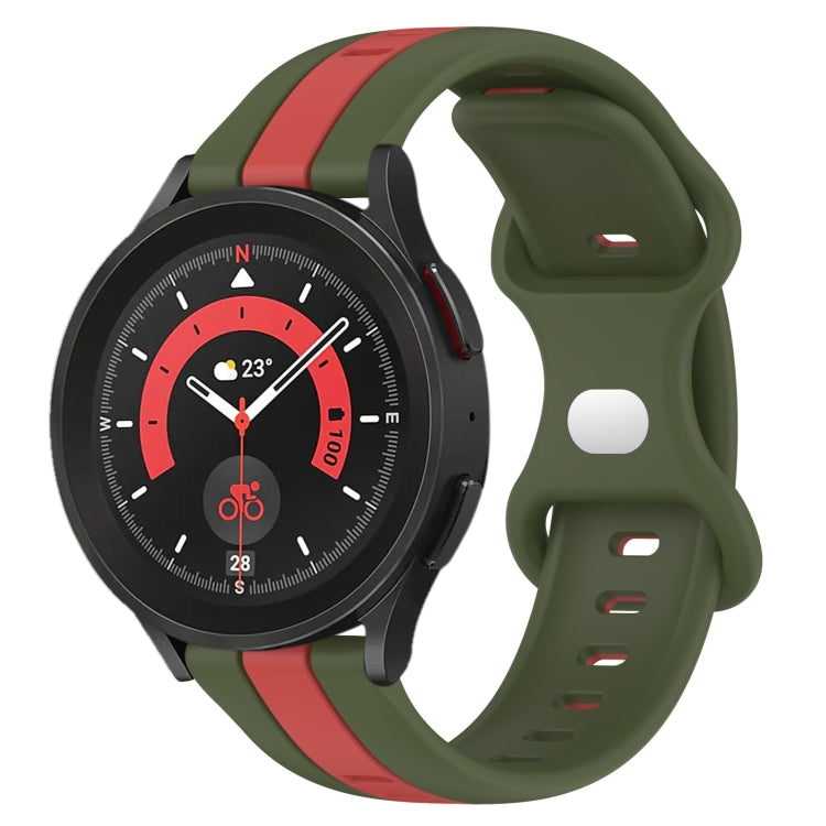 For Samsung Galaxy Watch5 Pro 45mm 20mm Butterfly Buckle Two-Color Silicone Watch Band(Red+Army Green) - free shipping - PMC TechLife - Order now!