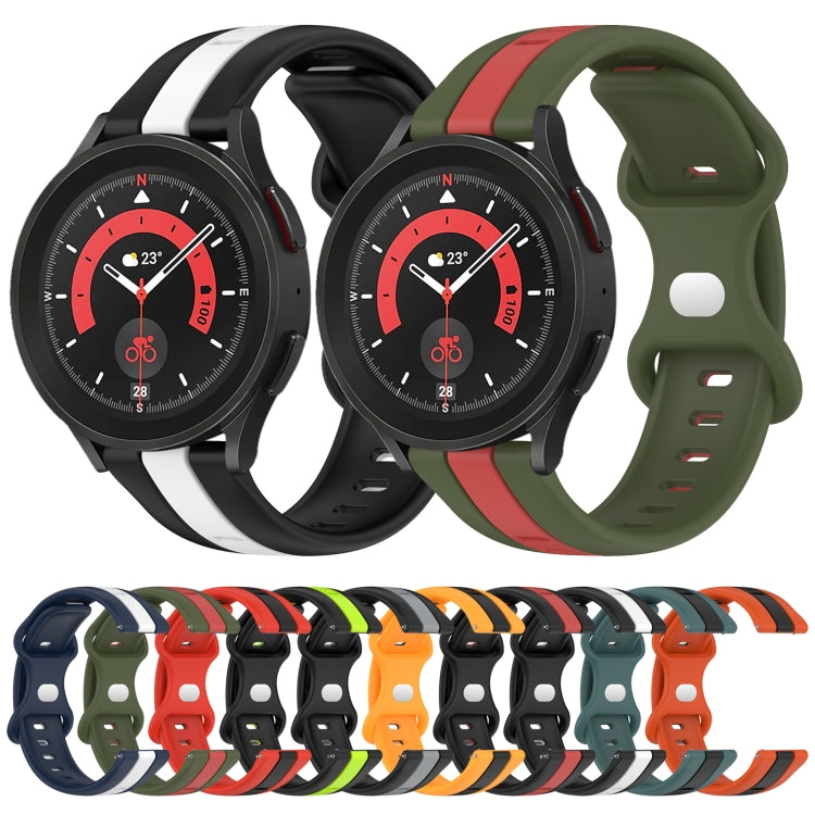 For Samsung Galaxy Watch5 Pro 45mm 20mm Butterfly Buckle Two-Color Silicone Watch Band(Red+Army Green) - free shipping - PMC TechLife - Order now!