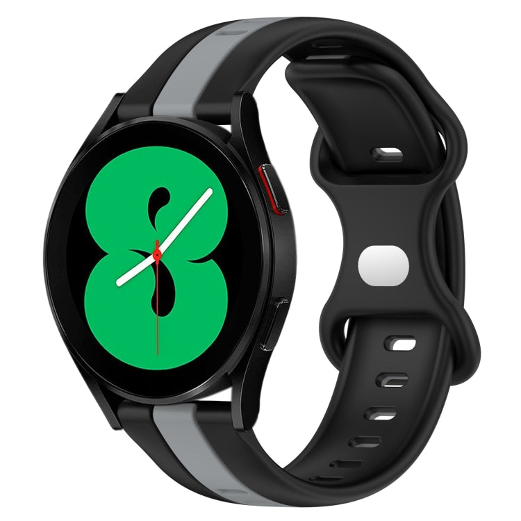For Samsung Galaxy Watch4 44mm 20mm Butterfly Buckle Two-Color Silicone Watch Band(Black+Grey) - free shipping - PMC TechLife - Order now!