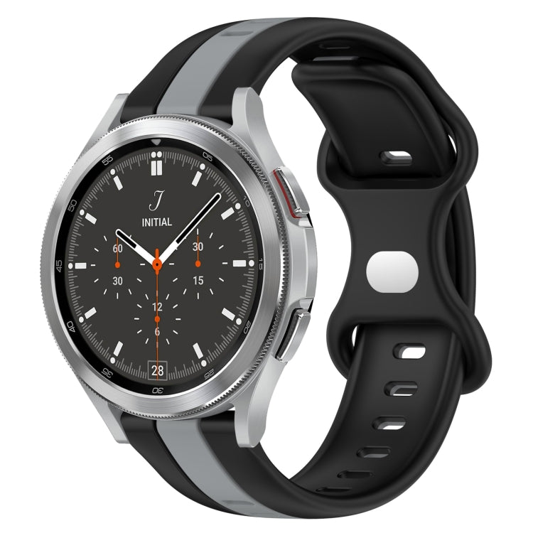 For Samsung  Galaxy Watch 4 Classic 46mm 20mm Butterfly Buckle Two-Color Silicone Watch Band(Black+Grey) - free shipping - PMC TechLife - Order now!