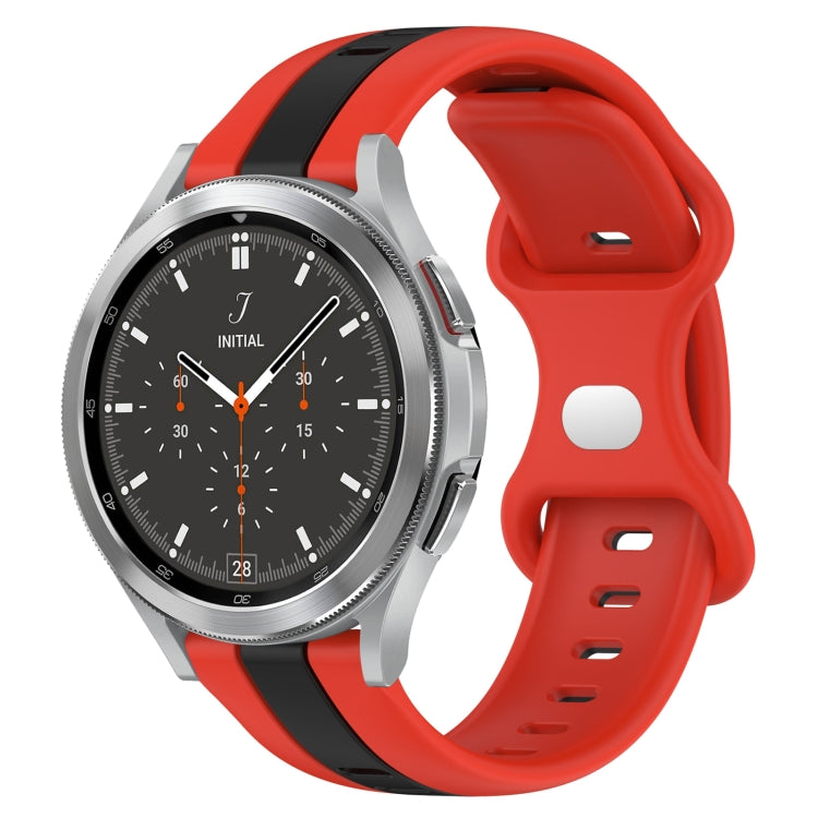 For Samsung  Galaxy Watch 4 Classic 46mm 20mm Butterfly Buckle Two-Color Silicone Watch Band(Red+Black) - free shipping - PMC TechLife - Order now!