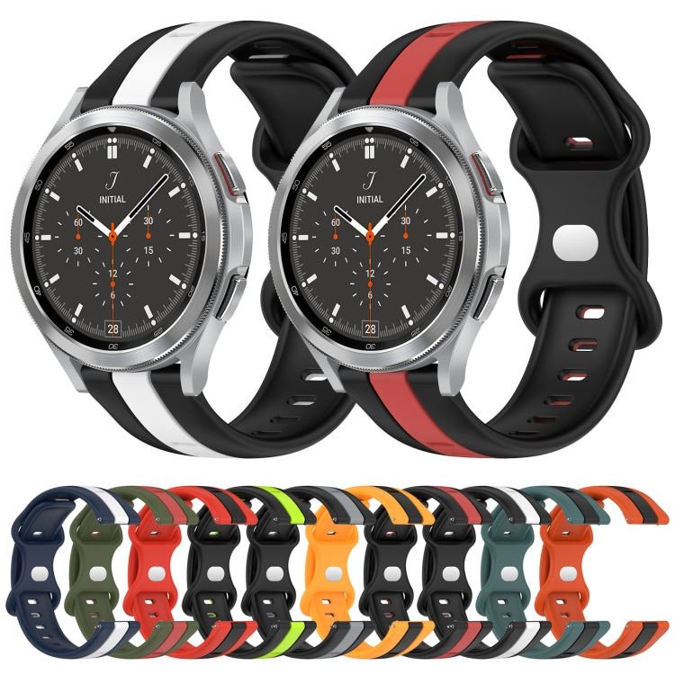 For Samsung  Galaxy Watch 4 Classic 46mm 20mm Butterfly Buckle Two-Color Silicone Watch Band(Black+Grey) - free shipping - PMC TechLife - Order now!