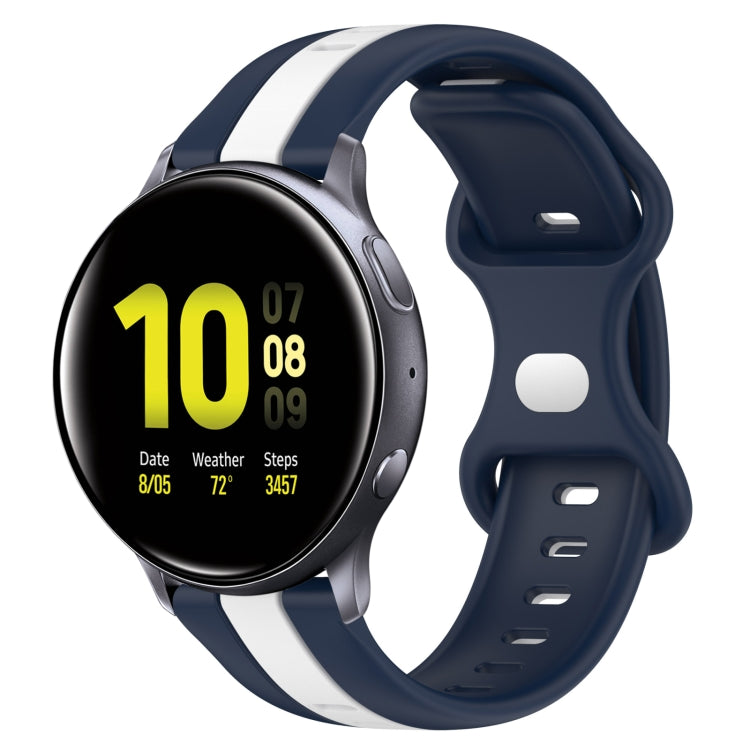 For Samsung Galaxy Watch Active 2 40mm 20mm Butterfly Buckle Two-Color Silicone Watch Band(White+Blue) - free shipping - PMC TechLife - Order now!
