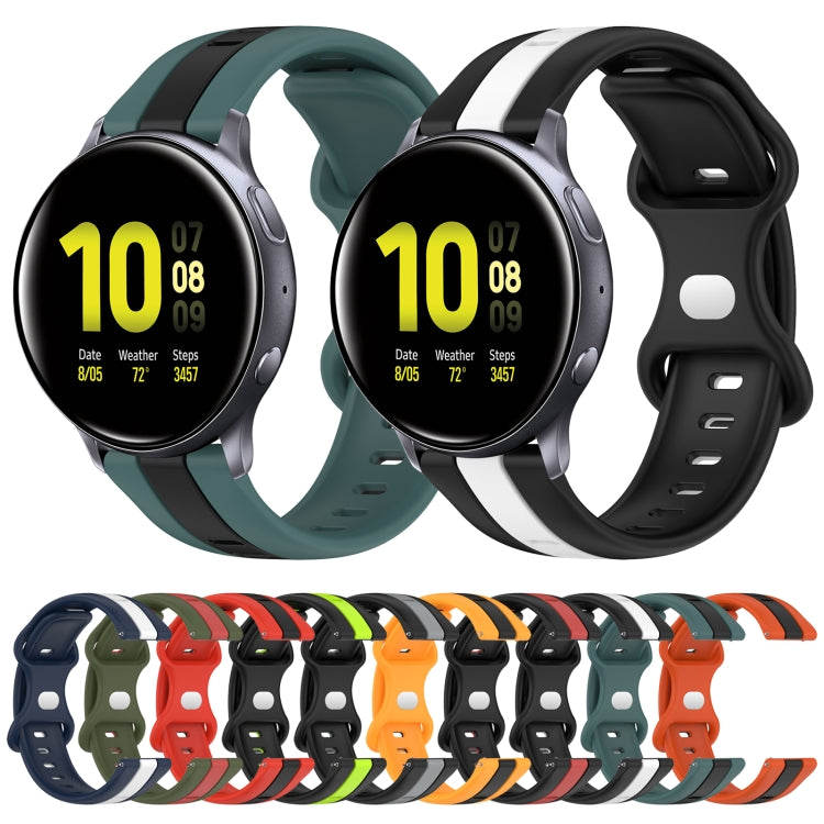For Samsung Galaxy Watch Active 2 40mm 20mm Butterfly Buckle Two-Color Silicone Watch Band(White+Blue) - free shipping - PMC TechLife - Order now!