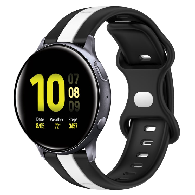 For Samsung Galaxy Watch Active 2 44mm 20mm Butterfly Buckle Two-Color Silicone Watch Band(Black+White) - free shipping - PMC TechLife - Order now!