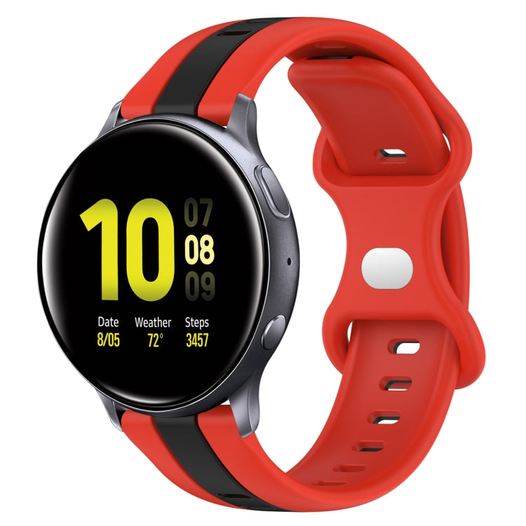For Samsung Galaxy Watch Active 2 44mm 20mm Butterfly Buckle Two-Color Silicone Watch Band(Red+Black) - free shipping - PMC TechLife - Order now!
