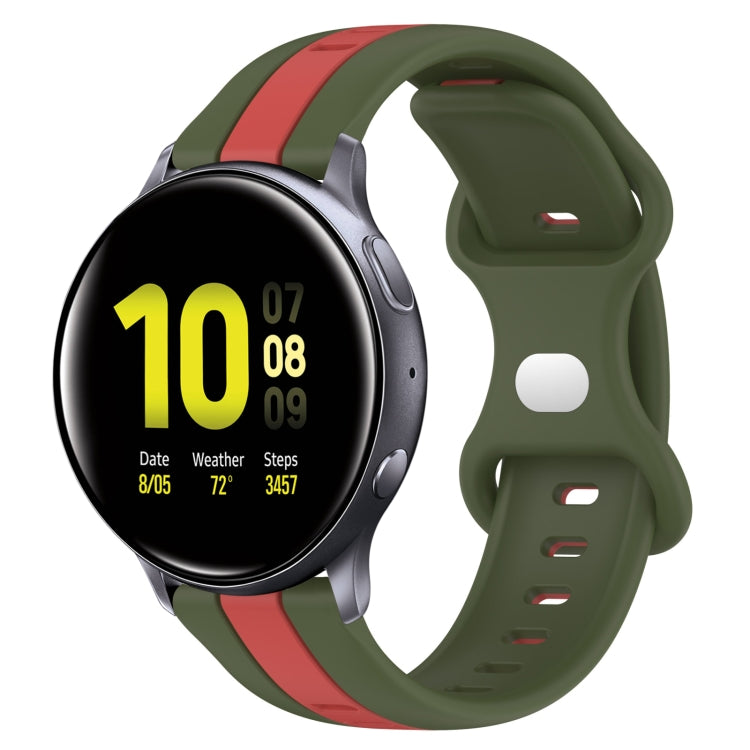 For Samsung Galaxy Watch Active 2 44mm 20mm Butterfly Buckle Two-Color Silicone Watch Band(Red+Army Green) - free shipping - PMC TechLife - Order now!