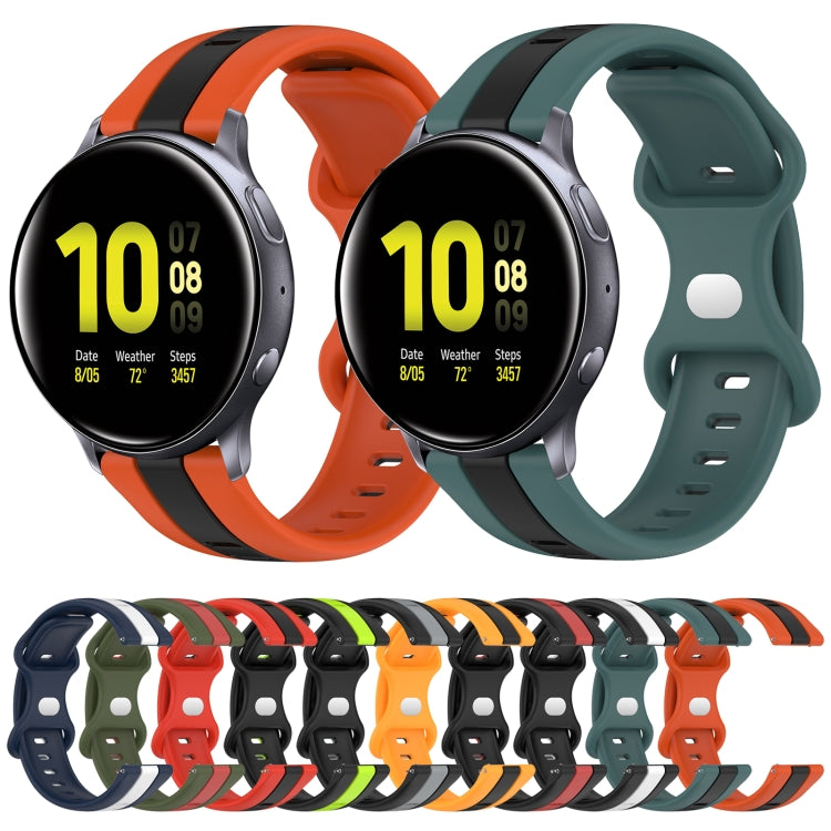 For Samsung Galaxy Watch Active 2 44mm 20mm Butterfly Buckle Two-Color Silicone Watch Band(Black+Green) - free shipping - PMC TechLife - Order now!