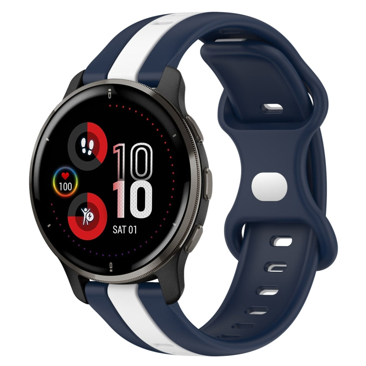 Compatible with Garmin Venu 2 Plus 20mm Butterfly Buckle Two-Color Silicone Watch Band(White+Blue) - free shipping - PMC TechLife - Order now!