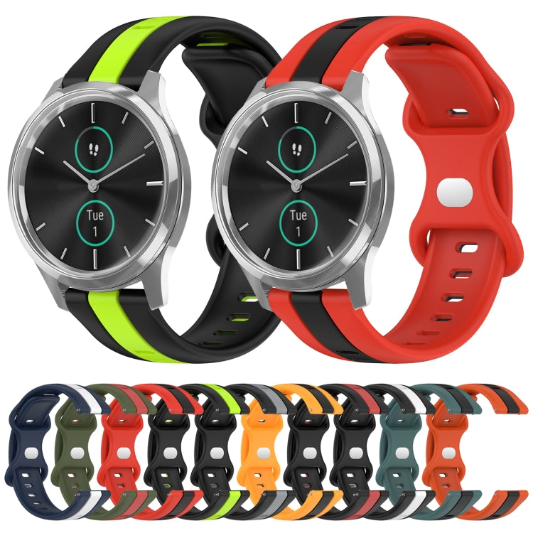 Compatible with Garminmove Luxe 20mm Butterfly Buckle Two-Color Silicone Watch Band(Black+Grey) - free shipping - PMC TechLife - Order now!
