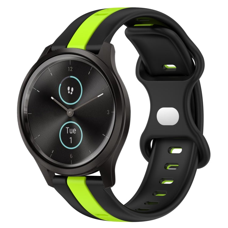 Compatible with Garmin Garminmove Style 20mm Butterfly Buckle Two-Color Silicone Watch Band(Black+Green) - free shipping - PMC TechLife - Order now!