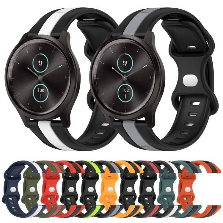 Compatible with Garmin Garminmove Style 20mm Butterfly Buckle Two-Color Silicone Watch Band(White+Blue) - free shipping - PMC TechLife - Order now!