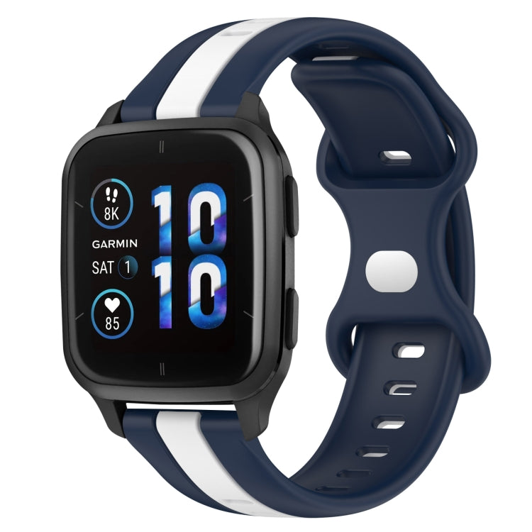 Compatible with Garmin Compatible witherunner Sq2 20mm Butterfly Buckle Two-Color Silicone Watch Band(White+Blue) - free shipping - PMC TechLife - Order now!