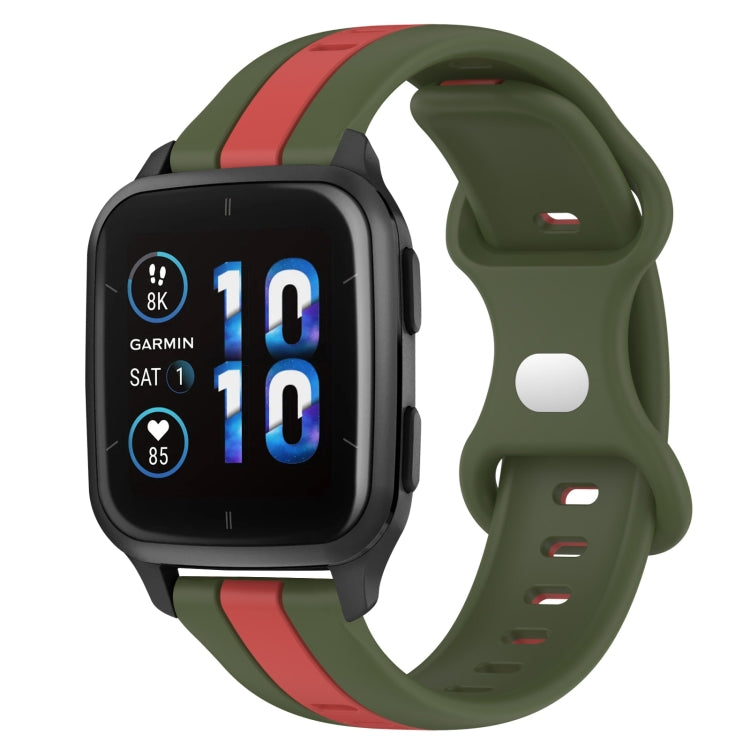 Compatible with Garmin Compatible witherunner Sq2 Music 20mm Butterfly Buckle Two-Color Silicone Watch Band(Red+Army Green) - free shipping - PMC TechLife - Order now!