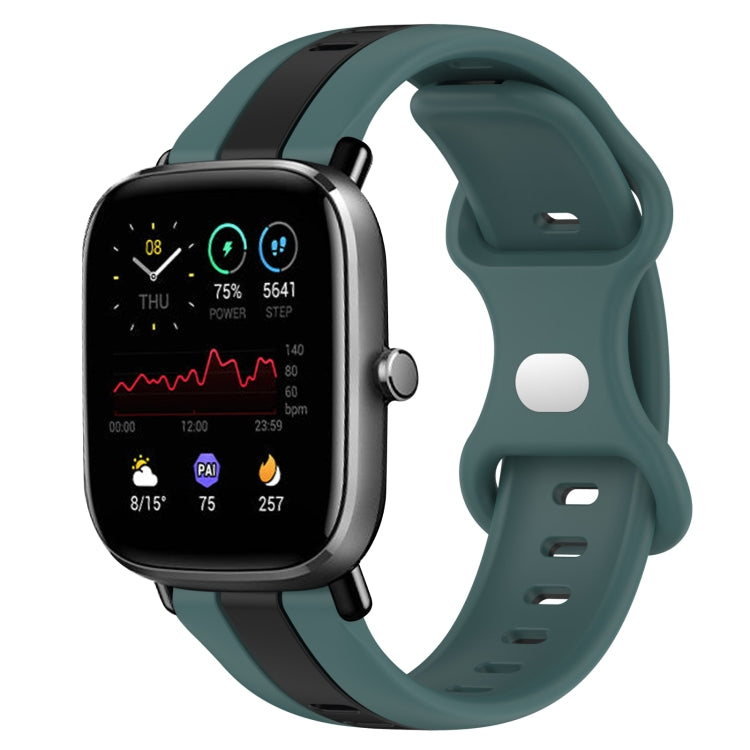 For Amazfit GTS 2 Mini 20mm Butterfly Buckle Two-Color Silicone Watch Band(Green+Black) - free shipping - PMC TechLife - Order now!