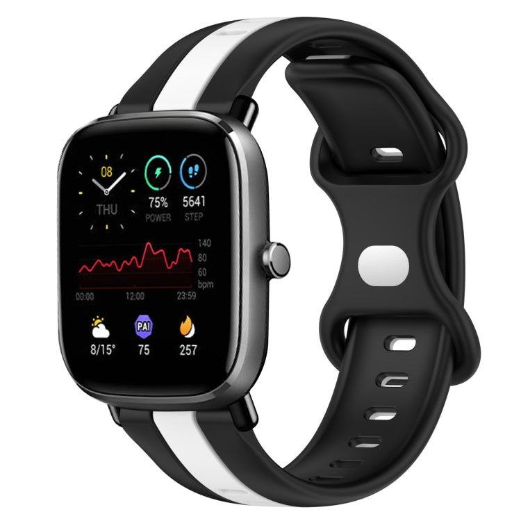 For Amazfit GTS 2 Mini 20mm Butterfly Buckle Two-Color Silicone Watch Band(Black+White) - free shipping - PMC TechLife - Order now!