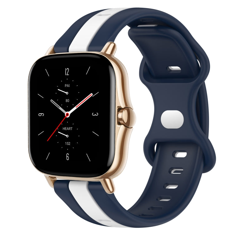 For Amazfit GTS 2 20mm Butterfly Buckle Two-Color Silicone Watch Band(White+Blue) - free shipping - PMC TechLife - Order now!