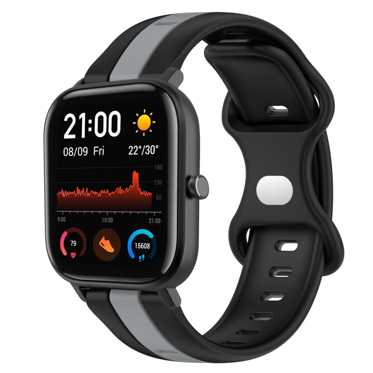 For Amazfit GTS 20mm Butterfly Buckle Two-Color Silicone Watch Band(Black+Grey) - free shipping - PMC TechLife - Order now!