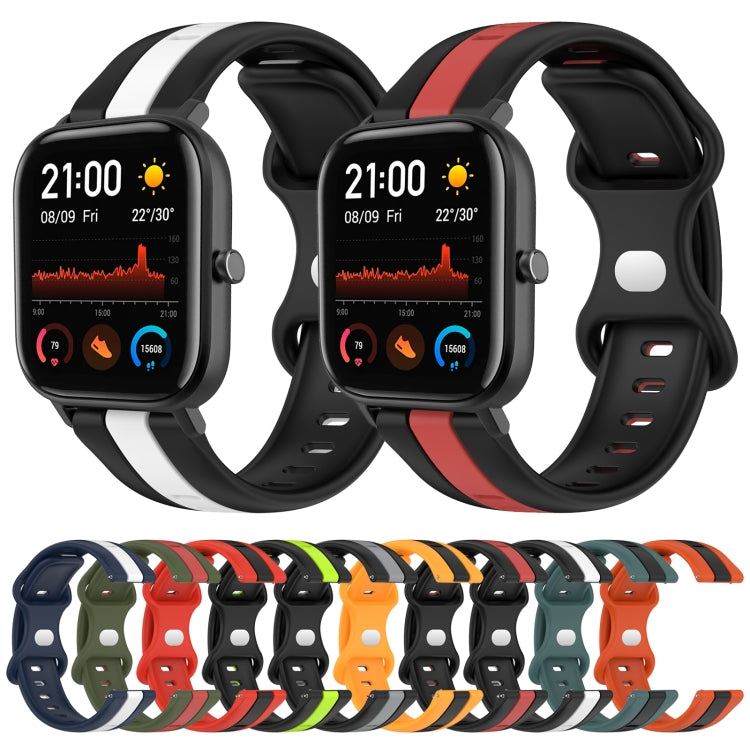 For Amazfit GTS 20mm Butterfly Buckle Two-Color Silicone Watch Band(White+Blue) - free shipping - PMC TechLife - Order now!