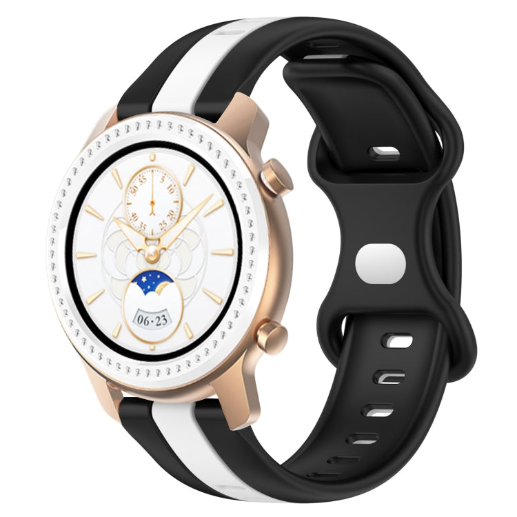 For Amazfit GTR 42mm 20mm Butterfly Buckle Two-Color Silicone Watch Band(Black+White) - free shipping - PMC TechLife - Order now!