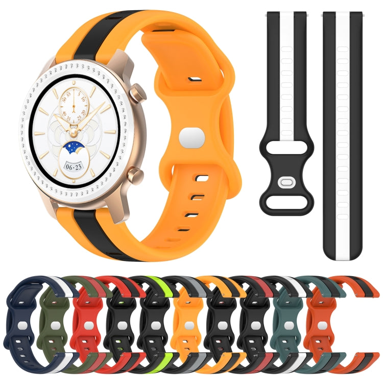 For Amazfit GTR 42mm 20mm Butterfly Buckle Two-Color Silicone Watch Band(Black+Grey) - free shipping - PMC TechLife - Order now!