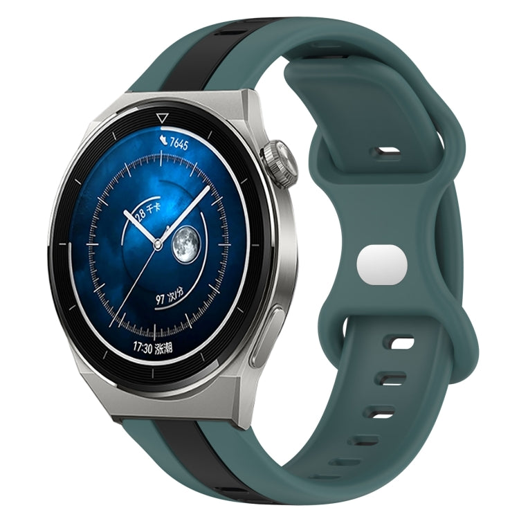 For Huawei Watch GT3 Pro 43mm 20mm Butterfly Buckle Two-Color Silicone Watch Band(Green+Black) - free shipping - PMC TechLife - Order now!