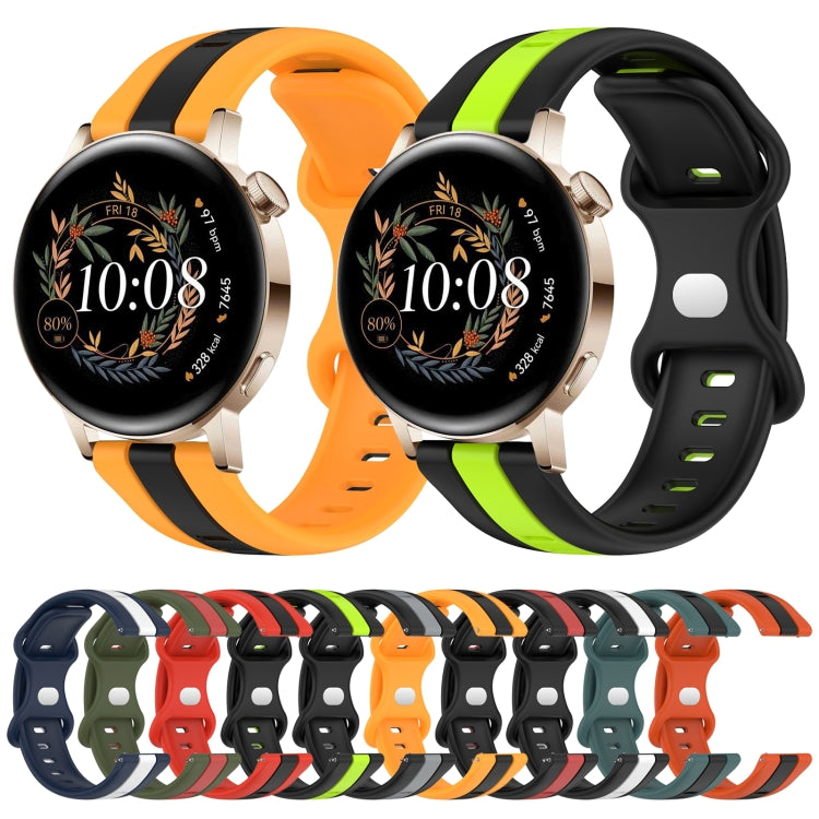 For Huawei Watch GT3 42mm 20mm Butterfly Buckle Two-Color Silicone Watch Band(Black+Grey) - free shipping - PMC TechLife - Order now!
