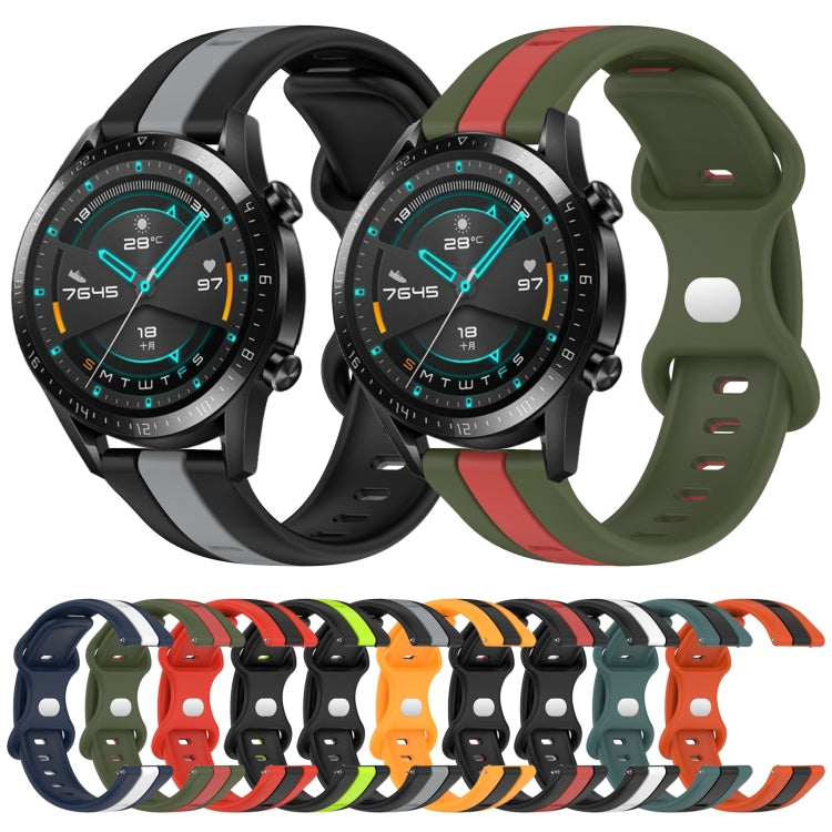 For Huawei Watch GT2 42mm 20mm Butterfly Buckle Two-Color Silicone Watch Band(White+Blue) - free shipping - PMC TechLife - Order now!