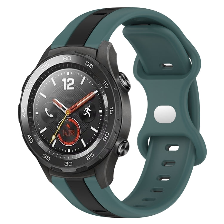 For Huawei Watch 2 20mm Butterfly Buckle Two-Color Silicone Watch Band(Green+Black) - free shipping - PMC TechLife - Order now!