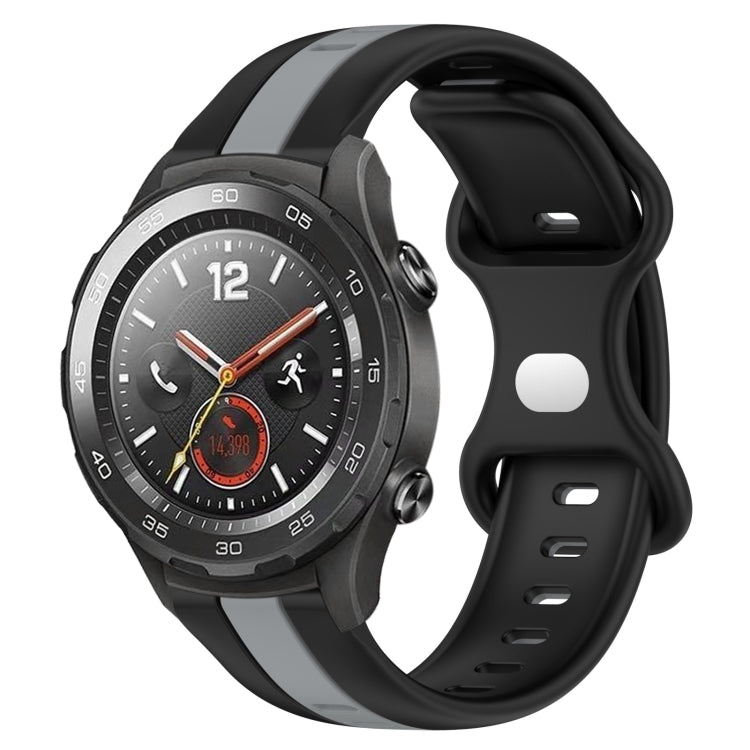 For Huawei Watch 2 20mm Butterfly Buckle Two-Color Silicone Watch Band(Black+Grey) - free shipping - PMC TechLife - Order now!