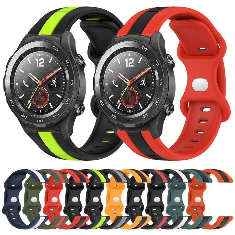 For Huawei Watch 2 20mm Butterfly Buckle Two-Color Silicone Watch Band(Orange+Black) - free shipping - PMC TechLife - Order now!