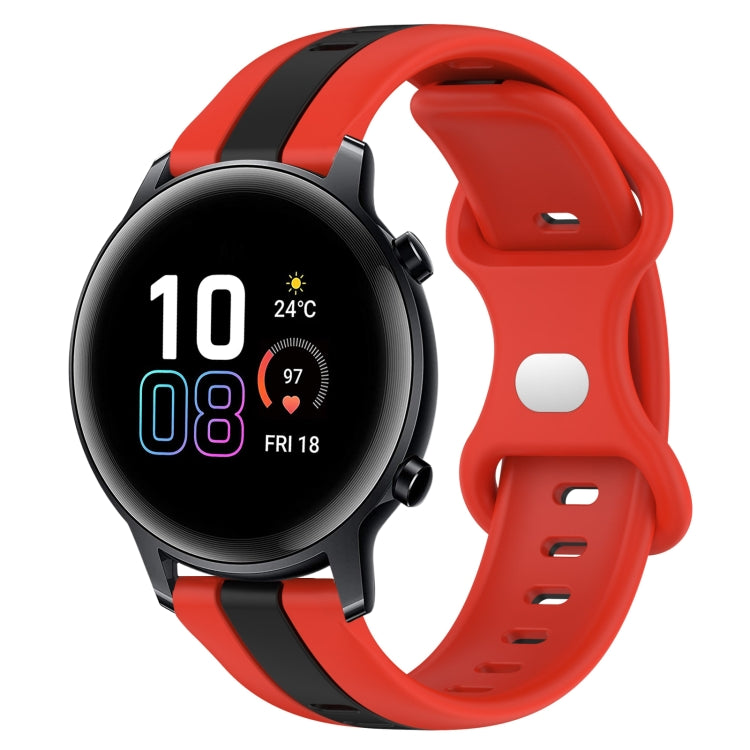 For Honor MagicWatch2 42mm 20mm Butterfly Buckle Two-Color Silicone Watch Band(Red+Black) - free shipping - PMC TechLife - Order now!