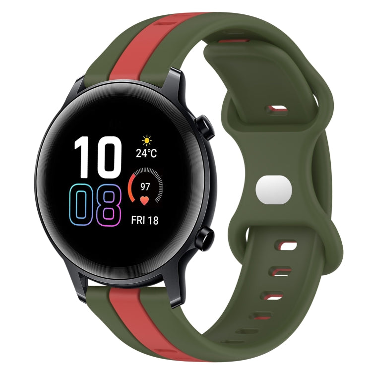 For Honor MagicWatch2 42mm 20mm Butterfly Buckle Two-Color Silicone Watch Band(Red+Army Green) - free shipping - PMC TechLife - Order now!