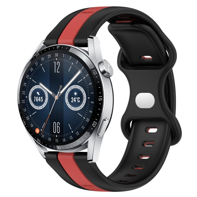 For Huawei Watch GT3 46mm 20mm Butterfly Buckle Two-Color Silicone Watch Band(Black+Red) - free shipping - PMC TechLife - Order now!