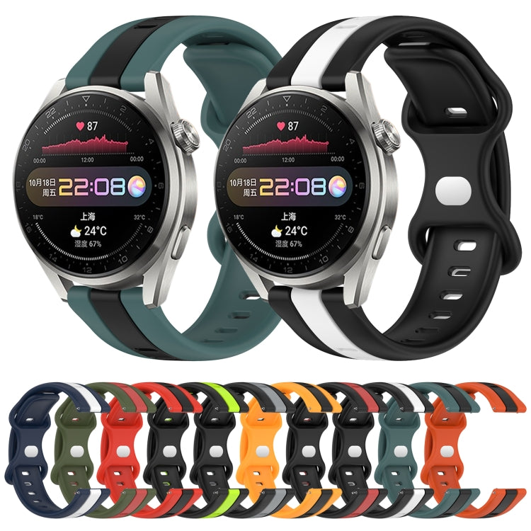 For Huawei Watch 3 Pro New 20mm Butterfly Buckle Two-Color Silicone Watch Band(Black+Grey) - free shipping - PMC TechLife - Order now!