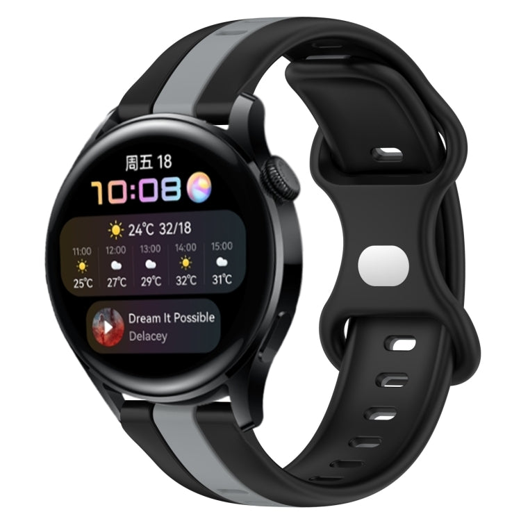 For Huawei Watch 3 20mm Butterfly Buckle Two-Color Silicone Watch Band(Black+Grey) - free shipping - PMC TechLife - Order now!
