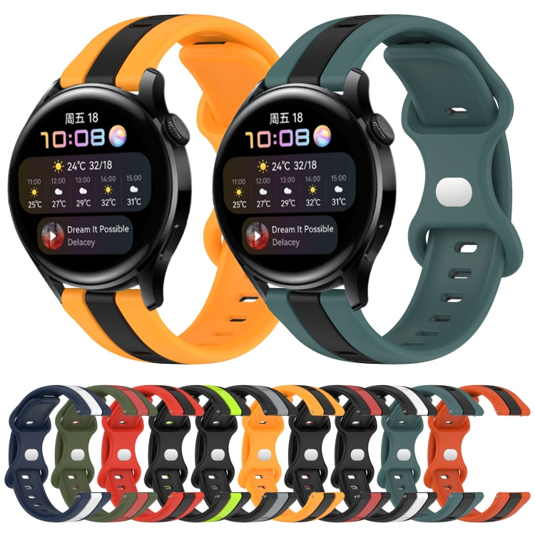 For Huawei Watch 3 20mm Butterfly Buckle Two-Color Silicone Watch Band(Black+Yellow) - free shipping - PMC TechLife - Order now!
