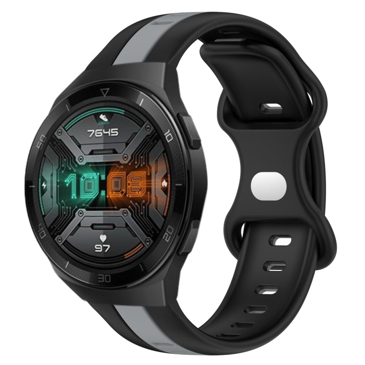 For Huawei Watch GT 2E 20mm Butterfly Buckle Two-Color Silicone Watch Band(Black+Grey) - free shipping - PMC TechLife - Order now!