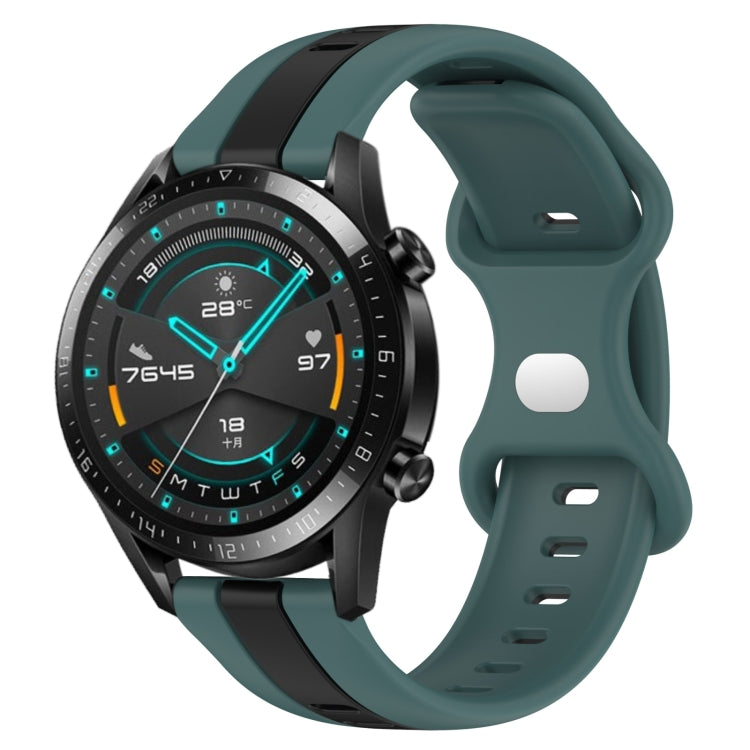 For Huawei GT2 46mm 20mm Butterfly Buckle Two-Color Silicone Watch Band(Green+Black) - free shipping - PMC TechLife - Order now!