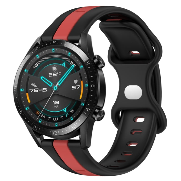 For Huawei GT2 46mm 20mm Butterfly Buckle Two-Color Silicone Watch Band(Black+Red) - free shipping - PMC TechLife - Order now!