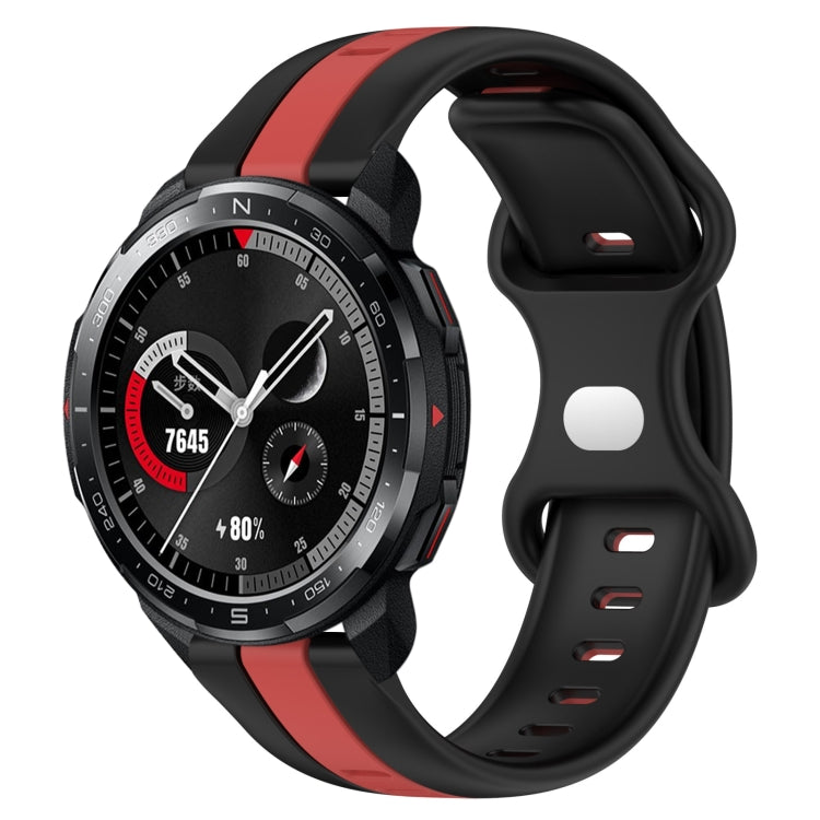 For Honor Watch GS Pro 20mm Butterfly Buckle Two-Color Silicone Watch Band(Black+Red) - free shipping - PMC TechLife - Order now!