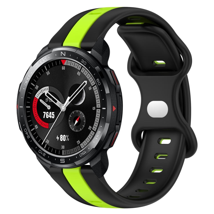 For Honor Watch GS Pro 20mm Butterfly Buckle Two-Color Silicone Watch Band(Black+Green) - free shipping - PMC TechLife - Order now!