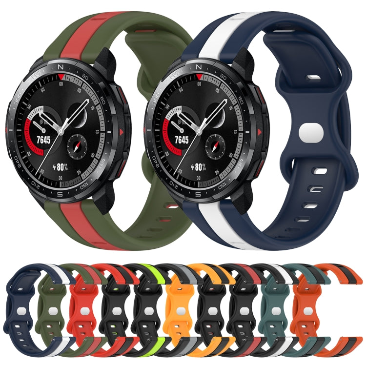 For Honor Watch GS Pro 20mm Butterfly Buckle Two-Color Silicone Watch Band(Orange+Black) - free shipping - PMC TechLife - Order now!