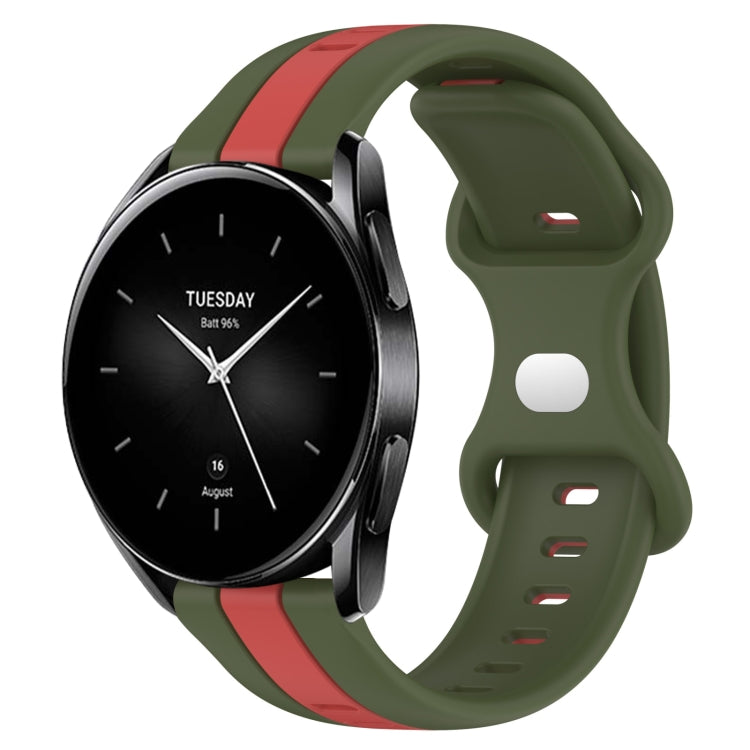 For Xiaomi Watch S2 42mm 22mm Butterfly Buckle Two-Color Silicone Watch Band(Red+Army Green) - free shipping - PMC TechLife - Order now!