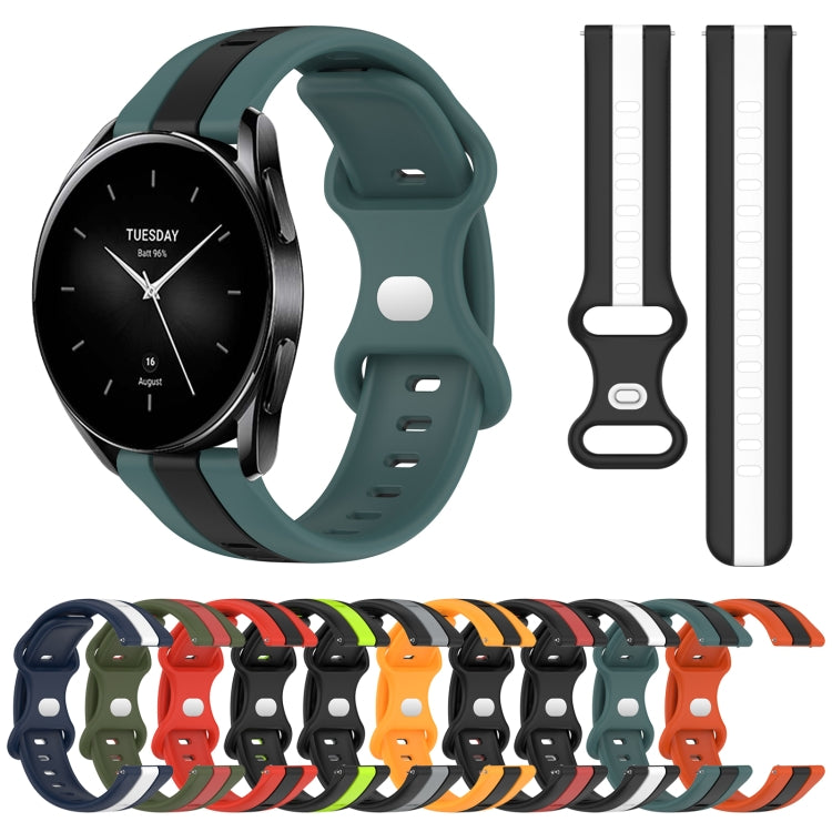 For Xiaomi Watch S2 42mm 22mm Butterfly Buckle Two-Color Silicone Watch Band(Red+Army Green) - free shipping - PMC TechLife - Order now!