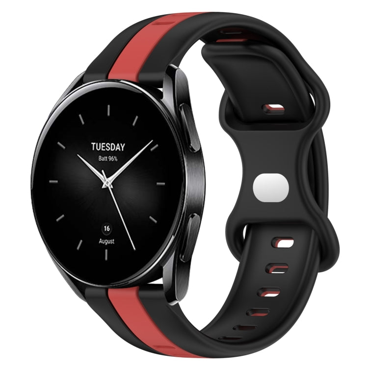 For Xiaomi Watch S2 46mm 22mm Butterfly Buckle Two-Color Silicone Watch Band(Black+Red) - free shipping - PMC TechLife - Order now!